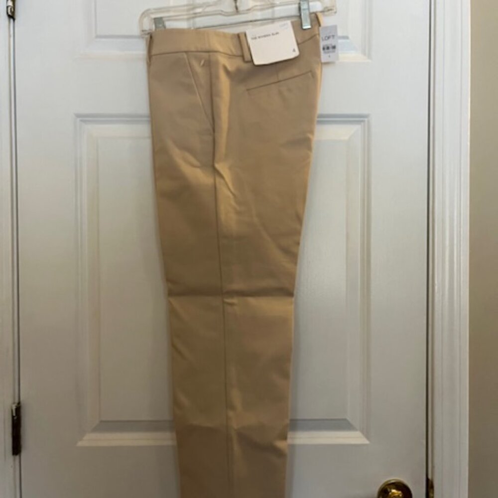 The Loft Riviera Slim pants, khakai color, size 4, NWT
